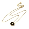 304 Stainless Steel Black Enamel 5-Petal Flower Pendant Necklaces for Women NJEW-U032-17G-03-4