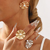 Flat Round Alloy Open Cuff Rings for Women RJEW-U028-02G-1