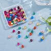 80Pcs 8 Color Natural White Jade Dyed Flat Round Charms PALLOY-FH00059-5