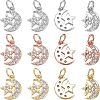  12Pcs 3 Colors  Brass Micro Pave Cubic Zirconia Charms ZIRC-NB0001-81-1