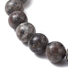 Natural Fluorescent Syenite Rock & Quartz Round Bead Stretch Bracelets BJEW-JB11257-02-6