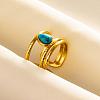 Teardrop Synthetic Turquoise Finger Rings QT3031-5-1