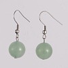 Round 304 Stainless Steel Natural Green Aventurine Dangle Earrings EJEW-JE01973-04-1