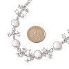 Flat Round Pearl with Bowknot Alloy Link Necklaces NJEW-JN04812-3