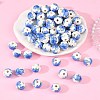 Floral Printed Porcelain Beads PORC-Q199-12mm-19-5