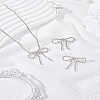 Bowknot Rhinestone Pendant Necklaces & Stud Earrings Sets SJEW-LP0001-53-3