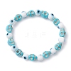 Halloween Dyed Synthetic Turquoise Skull & Lampwork Evil Eye Round Beaded Stretch Bracelets for Women Men BJEW-JB12268-02-2