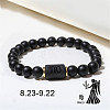 12 Constellations Theme Frosted Black Stone Round Beaded Stretch Bracelets for Women Men WG3EE4F-09-1