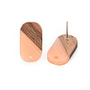 Opaque Resin & Walnut Wood Stud Earring MAK-N032-034-B01-3