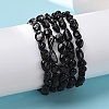 Natural Black Tourmaline Bead Stretch Bracelets BJEW-K213-36-2