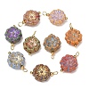 Baking Paint & Golden Metal Enlaced Glass Pendants GL-CBA010C-12G-1