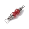 Natuarl Mixed Gemstone Round Beaded Connector Charms PALLOY-JF02714-4