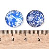 Blue and White Floral Printed Glass Cabochons GGLA-A002-14mm-XX-3