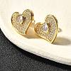 Rack Plating Brass Micro Pave Clear Cubic Zirconia Stud Earrings for Women EJEW-C125-04G-2