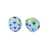 Rhodium Plated 925 Sterling Silver Enamel Beads STER-P060-07P-2