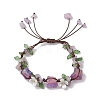 Electroplated Natural Lavender Amethyst Chip Bead Braided Bead Bracelets for Women BJEW-TA00610-02-2