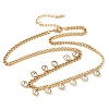 304 Stainless Steel Rhinestone Flat Round Tassel Twisted Chain Necklaces for Women NJEW-V010-01G-03-1