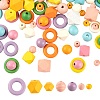 165Pcs 33 Style Painted Natural Wood Beads WOOD-LS0001-35-1