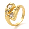 Brass Micro Pave Clear Cubic Zirconia Open Cuff Rings for Women RJEW-Z070-04G-01-1