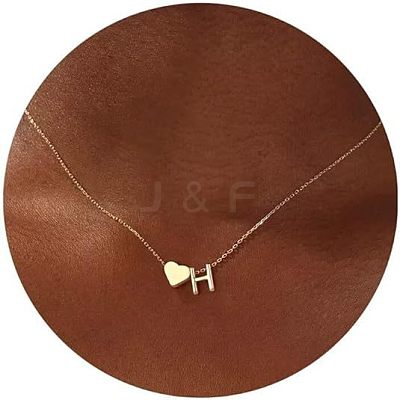 Simple Style Adjustable 316L Surgical Stainless Steel Heart and Initial Pendant Necklaces for Women WG95AEF-08-1