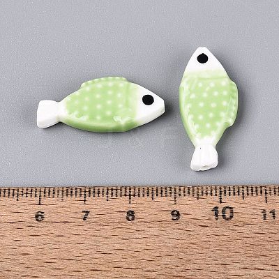 Hand Painted Fish Shaped Porcelain Beads PORC-N013-06A-1