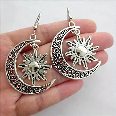 Moon with Sun Alloy Dangle Earrings FS-WG4E656-01-1