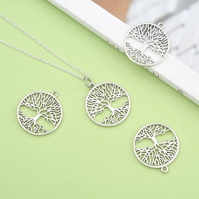 Eco-Friendly Rack Plating Brass Tree of Life Pendants X-KK-I606-41P-NR-1
