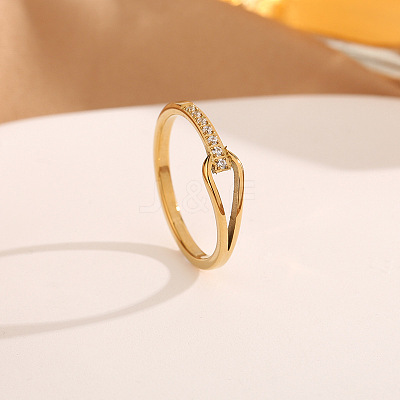 304 Stainless Steel Micro Pave Clear Cubic Zirconia Finger Rings FS-WG74BF6-02-1