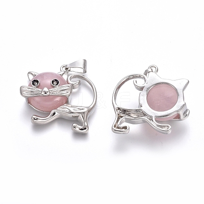 Natural & Synthetic Mixed Stone Kitten Pendants G-J386-C-1