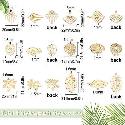 36Pcs 6 Style Baking Paint Alloy Pendants FIND-SC0002-32-1