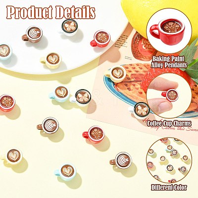 15Pcs 5 Colors Baking Paint Alloy Pendants FIND-CJ0005-89-1