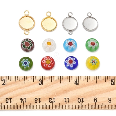 16Pcs 4 Styles Stainless Steel Pendant Cabochon Settings STAS-FS0001-79-1
