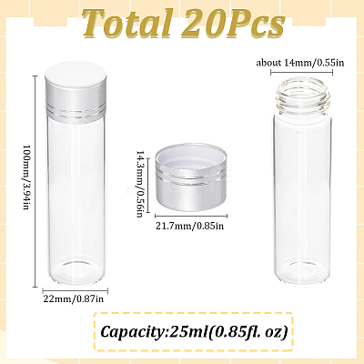 20Pcs Clear Glass Bottles Bead Containers CON-SC0001-15A-05-1
