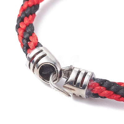Triple Handmade Lampwork Beaded Braided Cord Bracelet for Women BJEW-JB07598-1