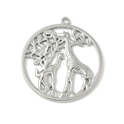304 Stainless Steel Giraffe Pendants STAS-S186-07A-P-1