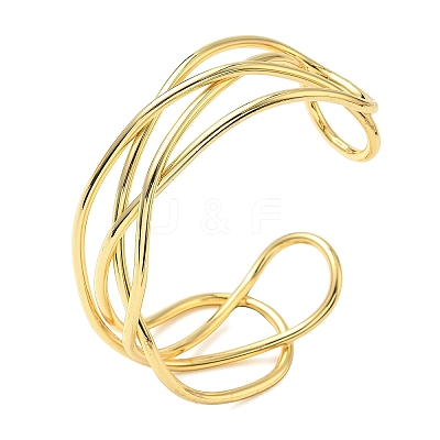 Brass Cuff Bangles for Women BJEW-F513-06G-1