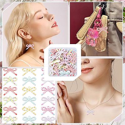 30Pcs 6 Colors Opaque Printed Acrylic Pendants MACR-FS0002-45-1