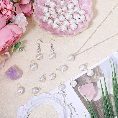 40Pcs 2 Style Shell Pearl Pendants PALLOY-CA00028-1