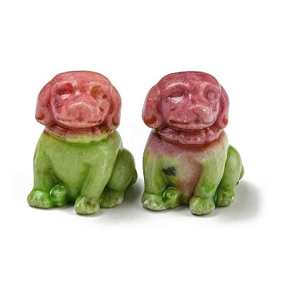 Dyed Natural Imperial Jasper Dog Figurine Statue for Living Room Table Home Decoration DJEW-N003-05B-1