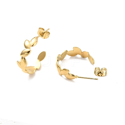 Ion Plating(IP) 304 Stainless Steel Leaf Wrap Stud Earring X-EJEW-P202-03G-1