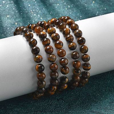 Natural Tiger Eye Bead Stretch Bracelets BJEW-K212-B-028-1