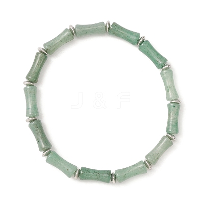 Natural Green Aventurine Bamboo Beaded Stretch Bracelets BJEW-TA00300-1