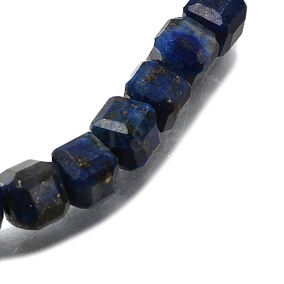 Natural Lapis Lazuli Cube Beads Stretch Bracelets for Men Women BJEW-JB12277-1