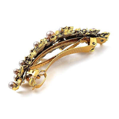 Flower Alloy Rhinestone Hair Barrettes PHAR-S604-01AG-01-1