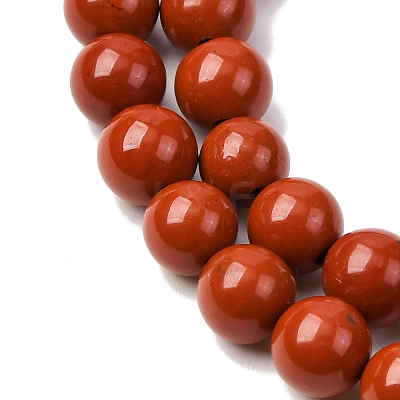 Grade A Natural Red Jasper Bead Strands G-P075-36-6mm-1