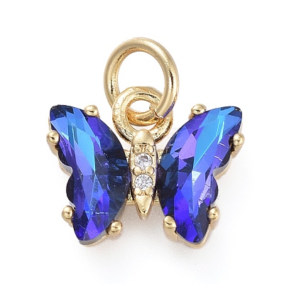 Brass Micro Pave Clear Cubic Zirconia Pendant ZIRC-P079-B01-09-1