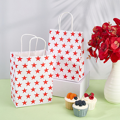 Kraft Paper Star Printed Bags with Handles ABAG-WH20013-08C-1