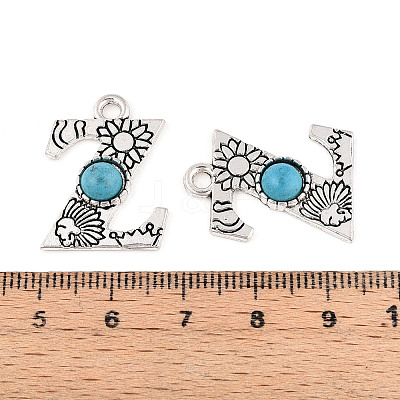 Synthetic Turquoise & Alloy Pendants PALLOY-H146-01AS-Z-1