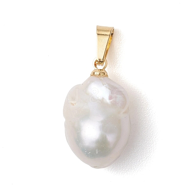 Natural Baroque Pearl Keshi Pearl Pendants PALLOY-JF05003-1