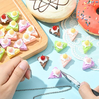 30Pcs 5 Colors Opaque Resin Imitation Food Pendants RESI-CJ0003-45-1